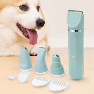 POPULAR X ไร้สาย ปัตตาเลี่ยนสุนัขไฟฟ้า 4-ใน-1 เสียงรบกวนต่ำ ปัตตาเลี่ยนตัดผมไฟฟ้าสำหรับสัตว์เลี้ยง หลายฟังก์ชัน ชาร์จผ่าน USB ได้ ที่ตัดขนสัตว์เลี้ยง สำหรับสุนัขและแมว