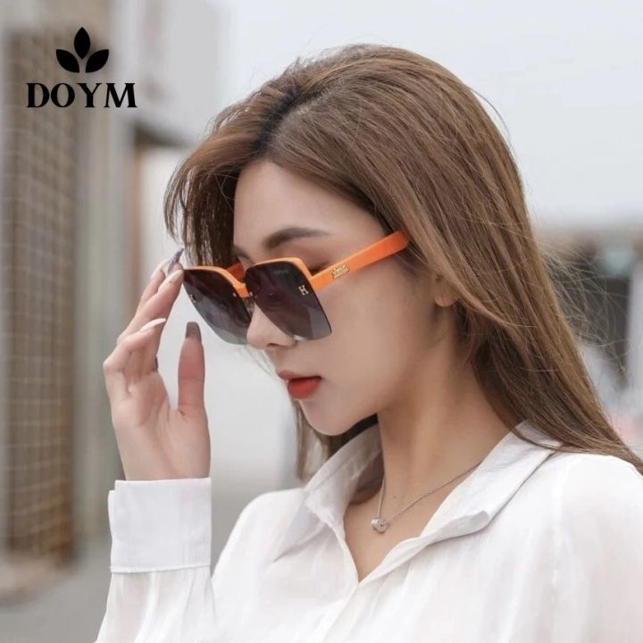 DOYM Fashion Orange Large Frame Sunglasses for Women Polarized Premium  Original Brand H Letter Print UV Protection Driving Shades for Women  Outdoor