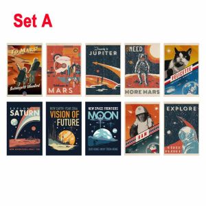 10/30PCS Planet and Universe Wall Collage Kit Retro Space Travel Posters Astronomy Explore Prints Room Decor Rocket Art Painting