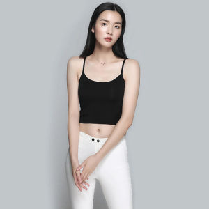 Chalangna เสื้อสายเดี่ยว รุ่นB-047 เสื้อครอปสายเดี่ยว ผ้าคอตตอน สายปรับไม่ได้ มีสีดำ สีขาว สินค้าราคาถูก พร้อมส่ง