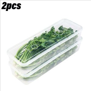 5PCS Portable Strip Transparent Sealed Refrigerator Storage Boxes Fresh Box Food Container Cold Storage Crisper PP Fridge Organiser