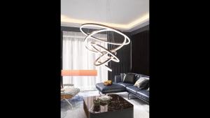 IGDL อลูมิเนียมแหวน LED โคมระย้ากาแฟทองสีดำห้องนั่งเล่นห้องโถงบันไดจี้ไฟหรี่แสงได้แขวนโคมไฟปรับความสูงโคมระย้าโคมไฟ