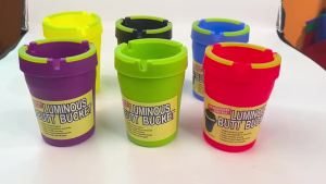 UYHJที่เขี่ยเรืองแสงสองชั้นแบบพกพาที่เขี่ยพลาสติกกล่องจัดเก็บขยะกันน้ำถังขยะการสุ่มสี2025