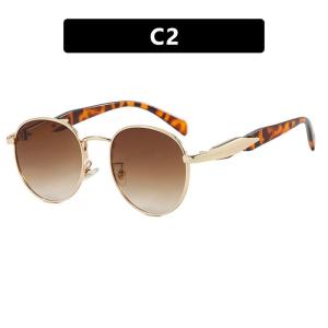 JN IMPRESSION Trendy European and American Round Metal Frame Sunglasses for Women New Internet Celebrity Street Snap Sunglasses