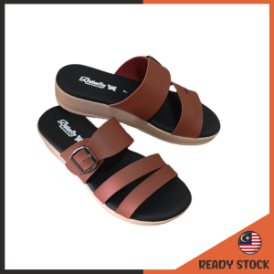 [ READY STOCK ] 781-3 Womens Wedge Flat Heels Sandals | Ladies Comfort Slip-on | Sandals Wanita
