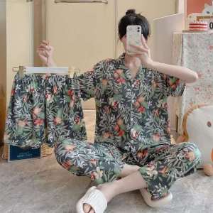 fashion58 2025 New 3in1 Korean Cotton sleepwear Shortsleeve pajama /nightwear/loungewear set for girl #01