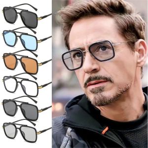 GLASSES VIEW Vintage Square Metal Frame Eyewear Tony Stark Sunglasses Sun Glasses Sun Glasses Eyeglasses for Men Women