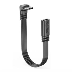 SIRENXI Loại C đến loại C Cáp nối dài USB C 480Mbps 90 độ Cáp chuyển đổi sạc Bộ chuyển đổi điện thoại Đầu hình chữ L Dòng dữ liệu mở rộng Loại C Dành cho điện thoại di động/máy tính bảng/PC/máy tính xách tay