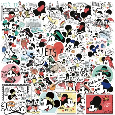 💥พร้อมส่ง💥New Disney Mickey mouse pooh donald duck มิกกี้ 50 แผ่น พีวีซี กันน้ำ สติ๊กเกอร์ USA CARTOON