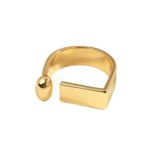 DGJKF Jewelry Accessories Square Ring Metal Geometric Opening Silver Color Square Alloy Ring Simple Gold Square Open Rings Party