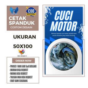 Cetak Spanduk Banner CUCI MOTOR Ukuran 50x100 cm Bisa Request