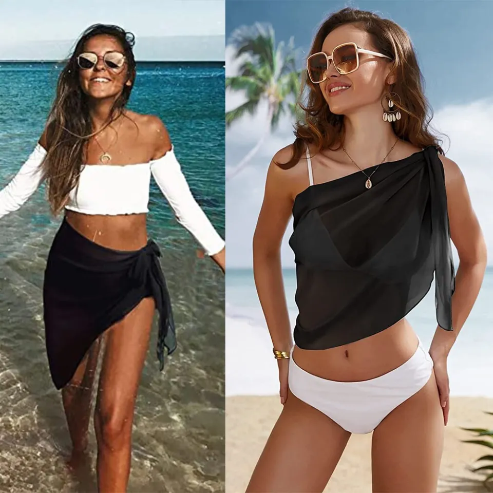 Summer Ruffle Long&Short Sarong Coverups for Women Bathing Suit Wrap  Swimsuit Skirt Beach Bikini Cover Up Swimwear