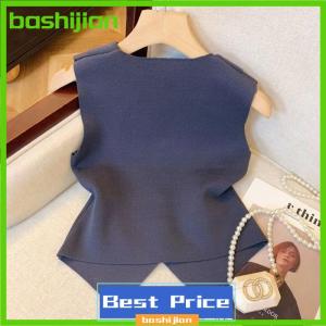 bashijian Pháp khí v-cổ đơn ngực không tay mỏng dệt kim vest cho phụ nữ
