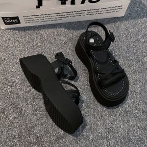 Free Shipping Thick-Soled Height-Increasing Silver Sandals For Women 2026 New Summer Style Perfect With Dresses Casual Sporty Beach And Roman-Style Sandals For Women