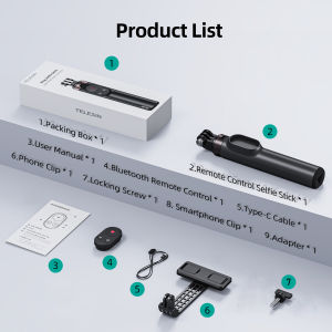 TELESIN Selfie Stick Tripod with Remote Control for GoPro Hero 13 12 11 10 9 8 Max iPhone Andriod 70 M Remote Monopod