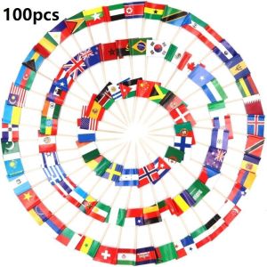 100pcs Tusuk Gigi Bendera Negara Dekorasi Bendera Tusuk Gigi Tusuk Bendera Untuk Pesta Perayaan