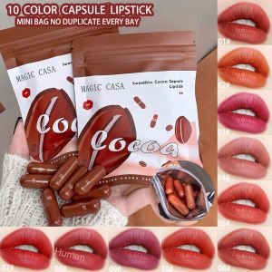 10 Colors Capsule Lipstick Set Waterproof Non Sticky Lipstick Mini Lip Blam Lipstick Cosmetic Long-lasting Pill Lipstick 迷你胶囊口红套装