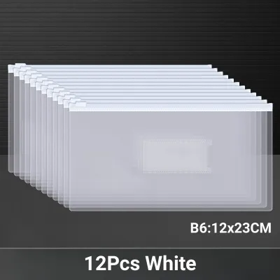 12Pcs Long Plastic Envelope with Zip Clear Files Folders Multi-color 20Pcs B6 Transparent Zipper File Bag Document Bag Envelopes Poly Zip Envelope School Supplies