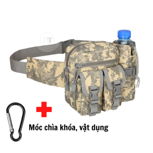 Túi Đeo Hông Đi Phượt Dã Ngoại Kèm Chai Nước Tiện Dụng Chất Liệu Vải Bố Bền Đẹp Chống Thấm (8 màu)