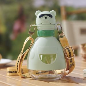JOYPICKS Silicone Straw Baby Water Bottle Cap Twist Cover Cap With Straw Bottle Replacement Lid Portable Bear Feeding Kid Drinkware Kid