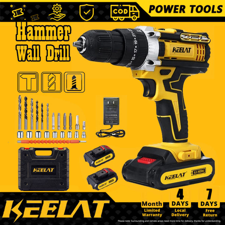 KEELAT KCD005 Cordless Impact Drill Hammer Drill Screwdriver 3 Mode ...