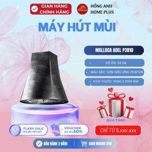Máy hút mùi đảo Malloca Adel P3810 sơn hiệu ứng Pewter cao cấp điều khiển remote hút 700m3h