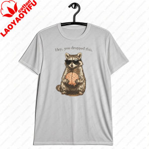 [Local Stock] HBESTY  T-shirt Graphic Crew Neck Loose Fit Men Casual Wear Cool Design Raccoon Print Graphic T Shirts Men Clothing