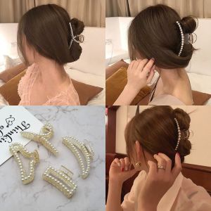 Nicedays🍒Jepit Rambut Temperamen Busana Korea Transparan Pearl Hair Claw Clips