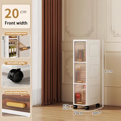Foldable storage cabinet for narrow spaces Multi-tiered wardrobe storage unit Kitchen dustproof storage cabinet
