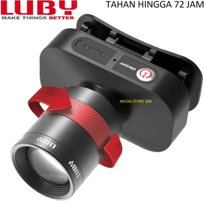 SENTER KEPALA ZOOM 60W LUBY L-2912L PUTAR - TAHAN HINGGA 72JAM - CAHAYA TERANG - JARAK JAUH - TYPE-C