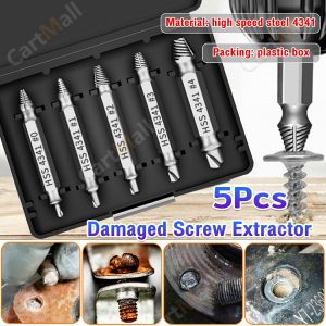 Damaged Screw Extractor Remover for Stripped Head Screws Nuts & Bolts Drill Bit Tools 5Pcs/set