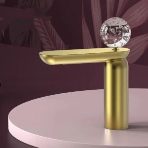 LDIES New Arrival Basin Faucet Bathroom Glass Ball Handle Hot and Cold Sink Mixer Tap Faucet Solid Brass Basin Lavtory Faucet 1N8Q6