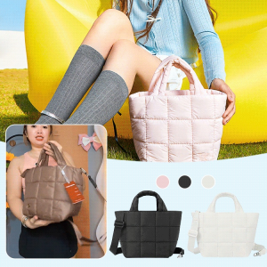 [Lightweight And Versatile] Quilted Crossbody Shoulder Bag Retro Lattice Cloud Shoulder Female Handbag Large Tote Nylon Women Handbags