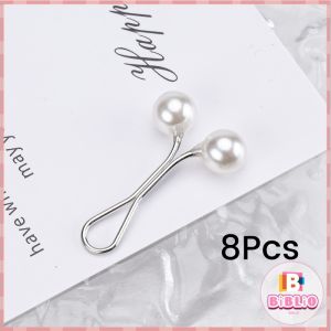 Biblio【Ready in Stock】 Jeans Skirt Waist Invisible Clip Detachable Fixed Buckle Headscarf Clamp Sweet Pearl Style 8Pcs/pack