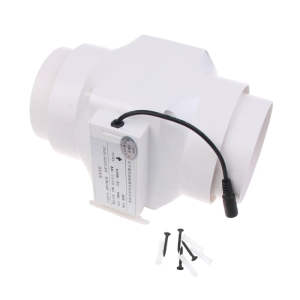 พัดลมท่ออินไลน์ขนาด4นิ้ว12V 5.5X2.1มม. ประสิทธิภาพสูงเพื่อการระบายอากาศที่มีประสิทธิภาพในพื้นที่ขนาดเล็กและสัตว์เลี้ยง