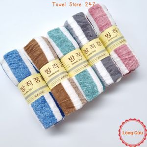 Khăn mặt khăn tắm Lông Cừu Hàn Quốc mềm mịn 30x50cm 35x75cm 50x100cm Sọc thẳng không đổ lông không ra màu