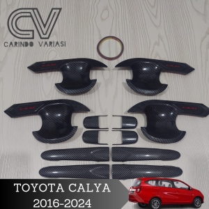 Paket Cover Door Handle Outer Pintu Toyota Calya 2016-2024 Carbon Glossy