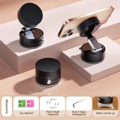 SEAMETAL Baru Holder Hp Mobil 4 In 1 Dudukan Handphone Universal Original Untuk Pemasangan Di Dashboard Kaca Meja Lemari Bisa Potrait Landscape 360 Derajat