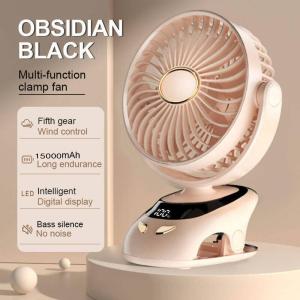 24000mAh Portable USB Rechargeable Clip Fan Ultra Quiet Electric Fan Air Cooler High Quality Portable electric charger fan With Light