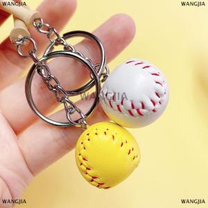 [COD] WANGJIA Baseball Keychain Mini Wooden Bat Ball Keyring Keychains For Girls Team Ball Match Games Key Ring Gift
