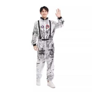 DJDK Silver Astronaut Costume Jumpsuit Style Fancy Dress Spacesuit Women Cosplay Costume Halloween