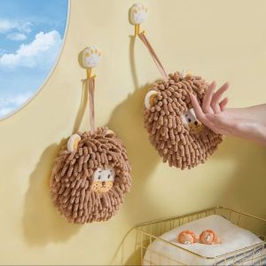 Khăn lau tay hình sư tử chất liệu vải Microfiber mềm mại siêu thấm hút