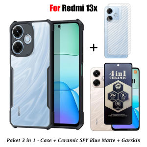 Promo Paket 3IN1 Case Fusion For Redmi 13X Free Tempered Glass Layar & Garskin Carbon Belakang Handphone - FIDS STOR