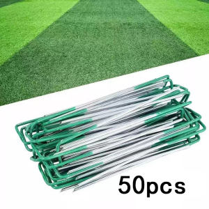 100Pcs Gauge Heavy Duty U-Shaped Garden Stakes Pins Galvanized Landscape Staples For Anchoring Landscape Fabric Irrigation Tubing
