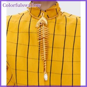 Colorfulswallow Mới lạ thiết kế hợp kim lớn cá xương Mặt Dây Chuyền Choker Vòng cổ cho phụ nữ thời trang phóng đại Vòng cổ trang sức phụ kiện Quà Tặng