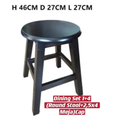 Ready Stock🪑EWJ 18 SQ Stool+T2.5x4(Dining Set1+4)Kopitian Meja Makan1+4/Cap