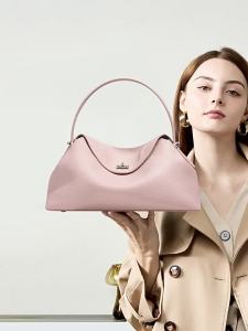 2026 Urban Minimalist Boston Genuine Leather Bag Lock Clasp Horizontal Square Shape Multi-color Versatile Womens Handbag/Shoulder Bag