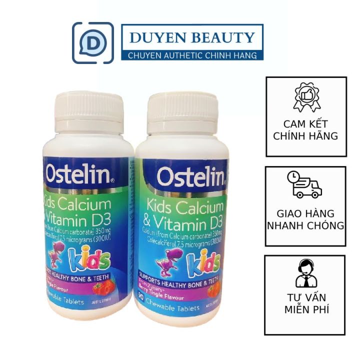 Viên ngậm canxi trẻ em Canxi Ostelin Kids Calcium & Vitamin D3 của Úc ...