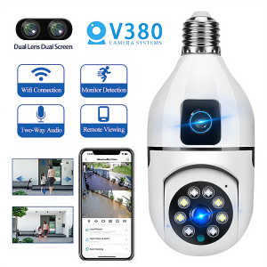 V380 Pro dual-lens camera can be used in conjunction with a mobile phone without the need for WIFI connection. It features multiple modes with night vision and two-way audio functions making it suitable for home surveillance.