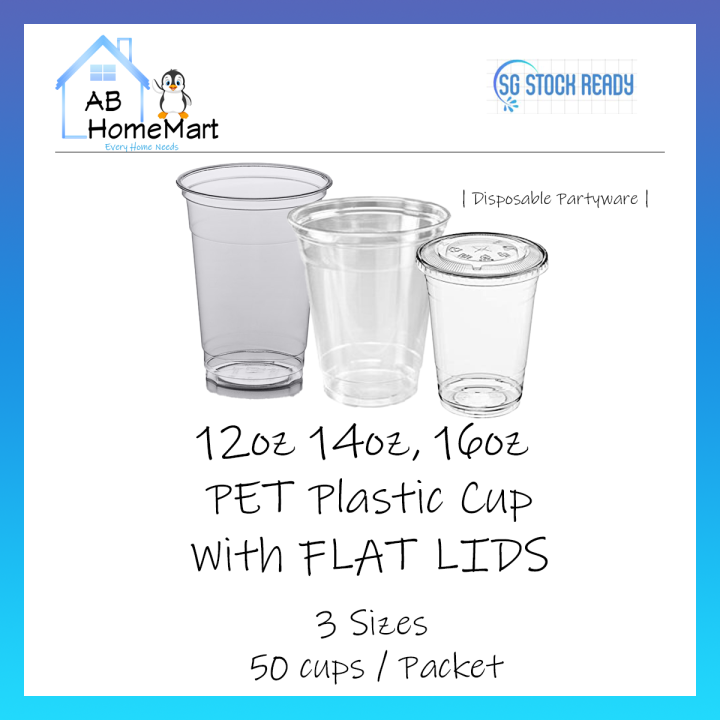 💯 [SG STOCK] 50pcs / Packet | 12oz, 14oz, 16oz 20oz, PET Plastic clear ...